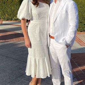 White eyelet one shoulder dress worn once